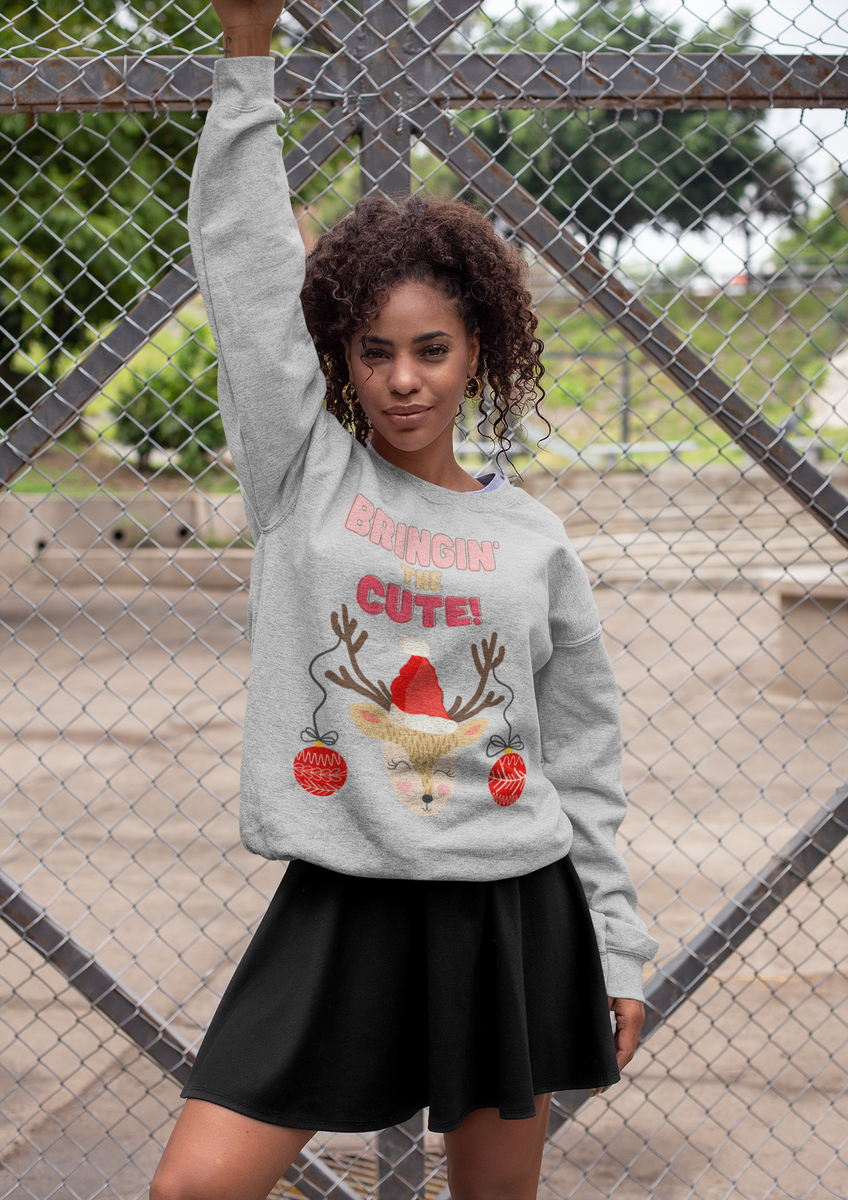 Bringin the Cute Christmas Sweatshirt Reindeer Shirt Cute XMas Swe CIALady