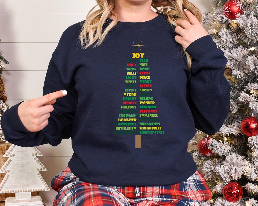 Christmas Words Christmas Tree Shirt, Christmas Religious Shirt